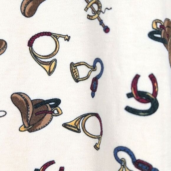 Talbot's Cotton Equestrian Print Turtleneck Vintage Size M - Picture 10 of 10
